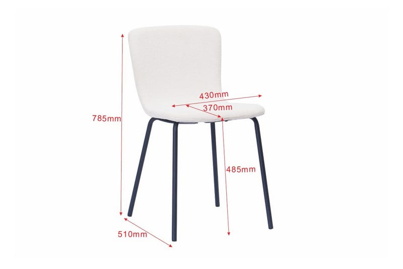 Katy Matstol - Vit Bouclé / Metallben Svart - Möbler - Stolar & fåtöljer - Matstol & köksstol