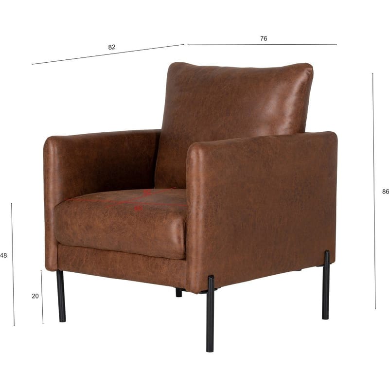 Kingsley fåtölj - Brunt ecoläder - cognac - Möbler - Stolar & fåtöljer - Fåtölj