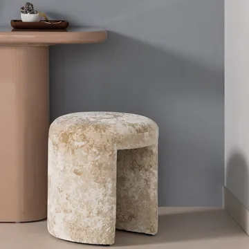 Klädd Pall Charlie 45 cm Rund - Beige - Möbler - Stolar & fåtöljer - Pall & puff