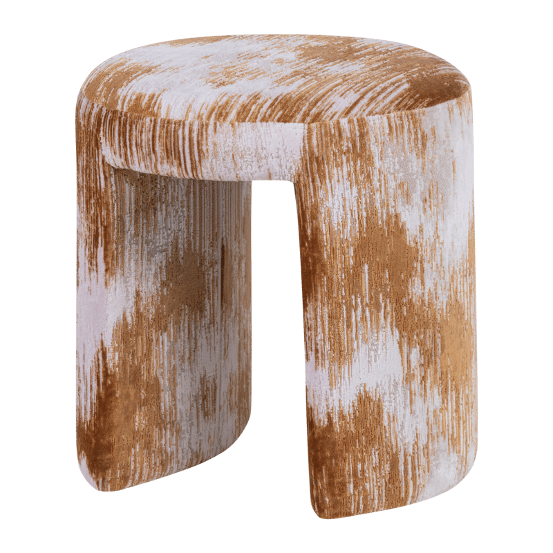 Klädd Pall Charlie 45 cm Rund, Karamell