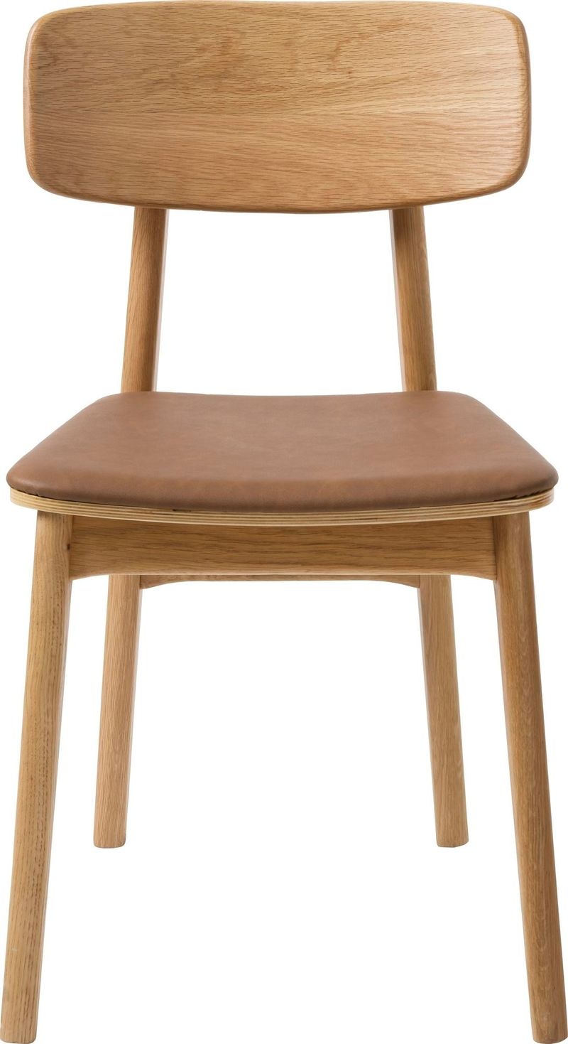 Kleppen stol i oljad ek med brun sits, Oljad ek/Brun