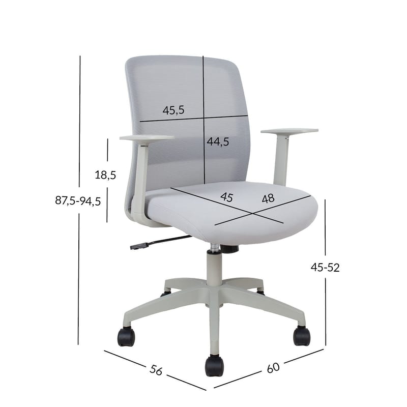Kontorsstol Faro - Grå - Möbler - Stolar & fåtöljer - Kontorsstol & skrivbordsstol