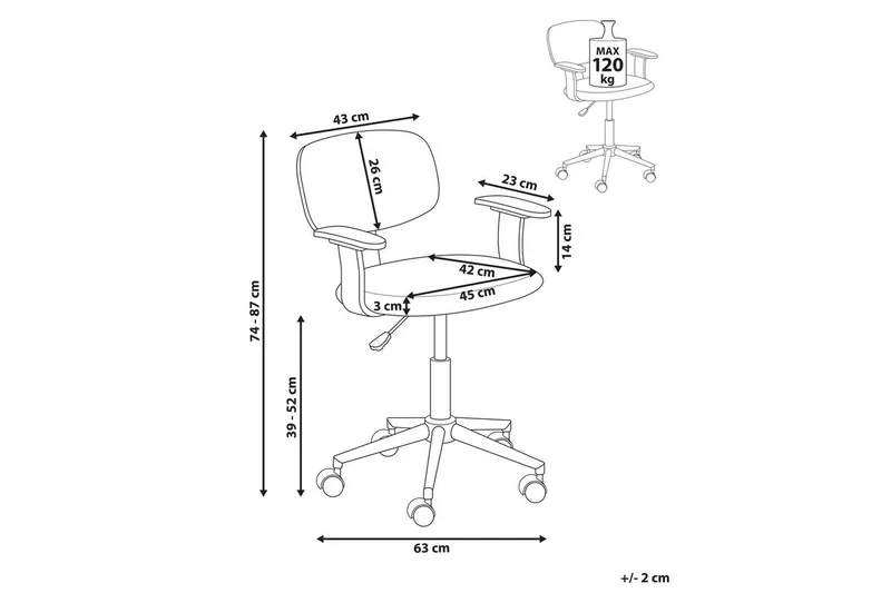 Kontorsstol Gunnison - Mörkt trä, grått - Möbler - Stolar & fåtöljer - Kontorsstol & skrivbordsstol