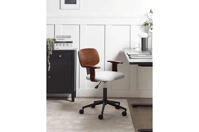 Kontorsstol Gunnison - Mörkt trä, grått - Möbler - Stolar & fåtöljer - Kontorsstol & skrivbordsstol