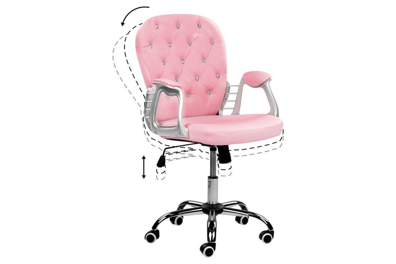 Kontorsstol med kristaller Princess Rosa/svart/silver - Rosa/svart/silver - Möbler - Stolar & fåtöljer - Kontorsstol & skrivbordsstol