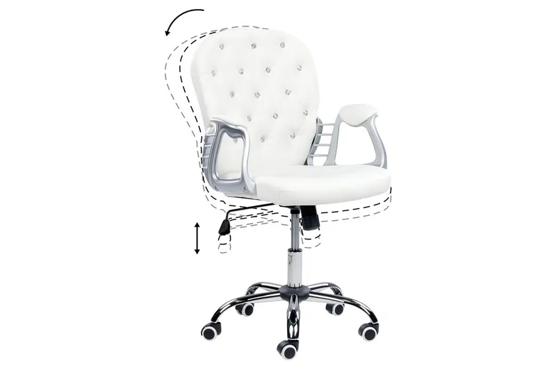 Kontorsstol med kristaller Princess Vit/Svart/Silver - Vit/Svart/Silver - Möbler - Stolar & fåtöljer - Kontorsstol & skrivbordsstol