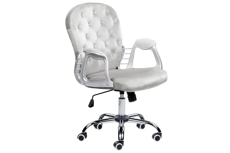 Kontorsstol med kristaller Princess Grå/Silver/Svart - Grå/Silver/Svart - Möbler - Stolar & fåtöljer - Kontorsstol & skrivbordsstol