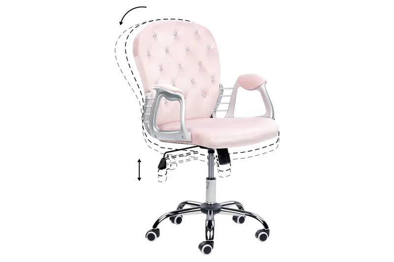 Kontorsstol med kristaller Princess Pastellrosa/Silver/Svart - Pastellrosa/Silver/Svart - Möbler - Stolar & fåtöljer - Kontorsstol & skrivbordsstol