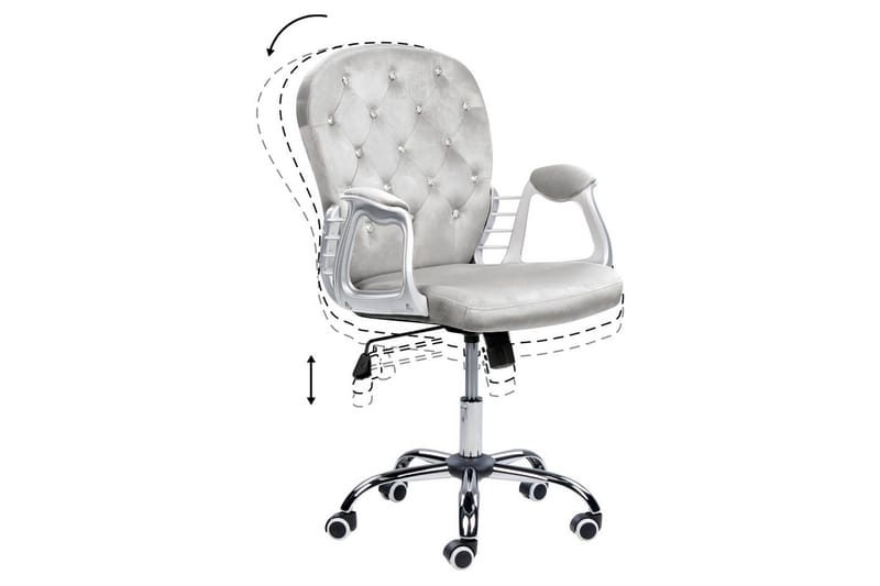 Kontorsstol med kristaller Princess Grå/Silver/Svart - Grå/Silver/Svart - Möbler - Stolar & fåtöljer - Kontorsstol & skrivbordsstol