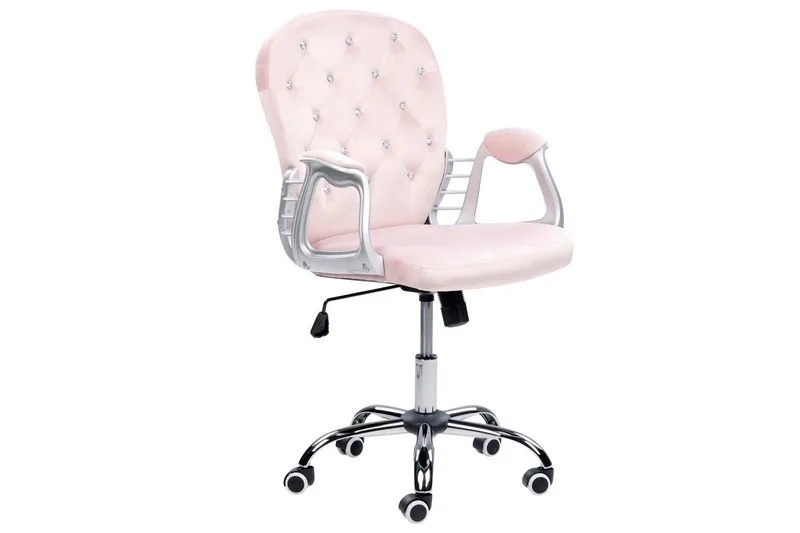 Kontorsstol med kristaller Princess Pastellrosa/Silver/Svart - Pastellrosa/Silver/Svart - Möbler - Stolar & fåtöljer - Kontorsstol & skrivbordsstol