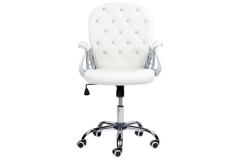Kontorsstol med kristaller Princess Vit/Svart/Silver - Vit/Svart/Silver - Möbler - Stolar & fåtöljer - Kontorsstol & skrivbordsstol