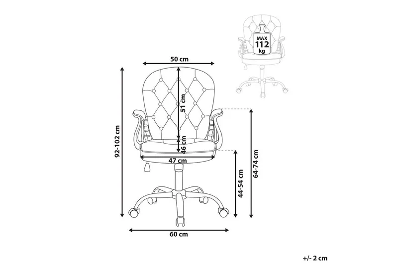 Kontorsstol med kristaller Princess Vit/Svart/Silver - Vit/Svart/Silver - Möbler - Stolar & fåtöljer - Kontorsstol & skrivbordsstol