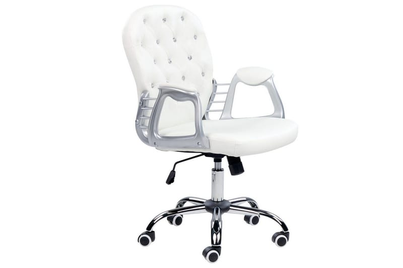 Kontorsstol med kristaller Princess Vit/Svart/Silver - Vit/Svart/Silver - Möbler - Stolar & fåtöljer - Kontorsstol & skrivbordsstol