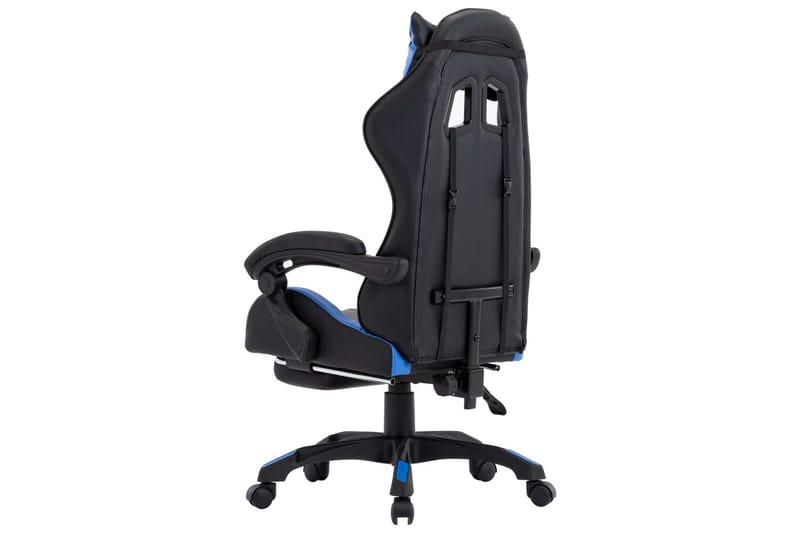 Gamingstol med fotstöd blå och svart konstläder - Blå - Kontorsstol & skrivbordsstol - Gamingstol