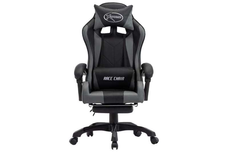 Gamingstol med fotstöd grå och svart konstläder - Grå - Möbler - Stolar & fåtöljer - Kontorsstol & skrivbordsstol