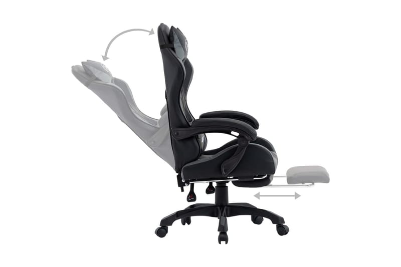 Gamingstol med fotstöd grå och svart konstläder - Grå - Möbler - Stolar & fåtöljer - Kontorsstol & skrivbordsstol