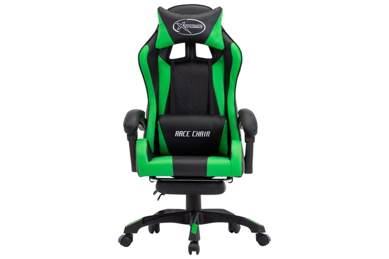 Gamingstol med fotstöd grön och svart konstläder - Grön - Möbler - Stolar & fåtöljer - Kontorsstol & skrivbordsstol