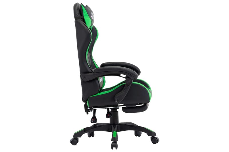 Gamingstol med fotstöd grön och svart konstläder - Grön - Möbler - Stolar & fåtöljer - Kontorsstol & skrivbordsstol