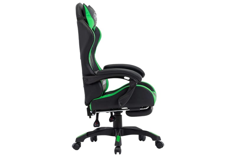 Gamingstol med fotstöd grön och svart konstläder - Grön - Kontorsstol & skrivbordsstol - Gamingstol