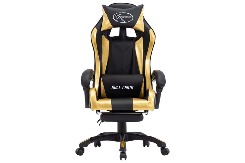 Gamingstol med fotstöd guld och svart konstläder - Guld - Möbler - Stolar & fåtöljer - Kontorsstol & skrivbordsstol
