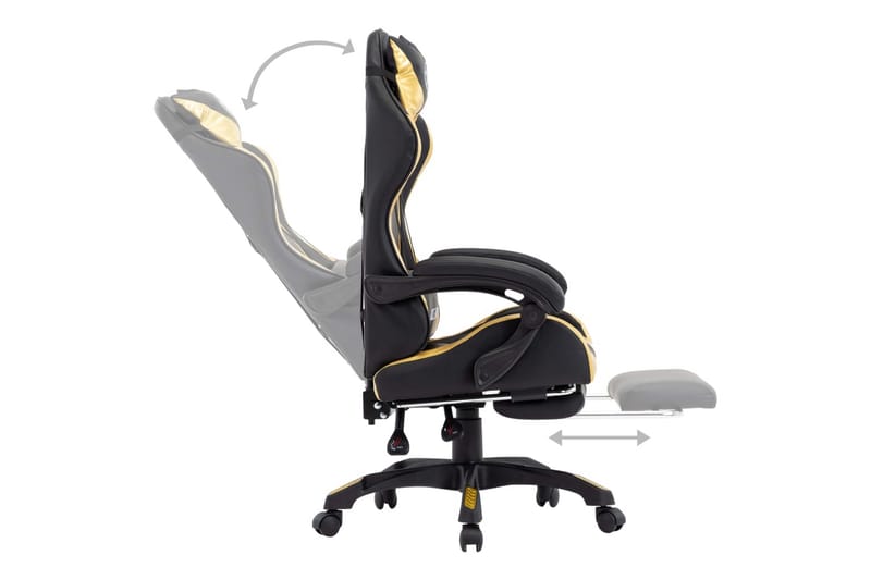 Gamingstol med fotstöd guld och svart konstläder - Guld - Möbler - Stolar & fåtöljer - Kontorsstol & skrivbordsstol