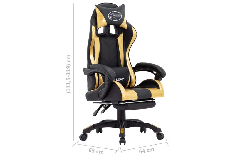 Gamingstol med fotstöd guld och svart konstläder - Guld - Möbler - Stolar & fåtöljer - Kontorsstol & skrivbordsstol