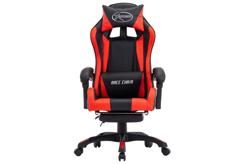 Gamingstol med fotstöd röd och svart konstläder - Röd - Möbler - Stolar & fåtöljer - Kontorsstol & skrivbordsstol