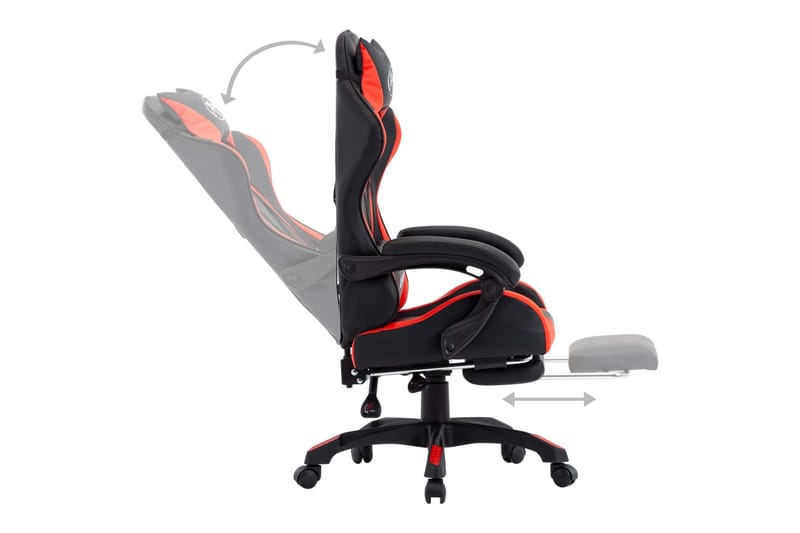 Gamingstol med fotstöd röd och svart konstläder - Röd - Möbler - Stolar & fåtöljer - Kontorsstol & skrivbordsstol