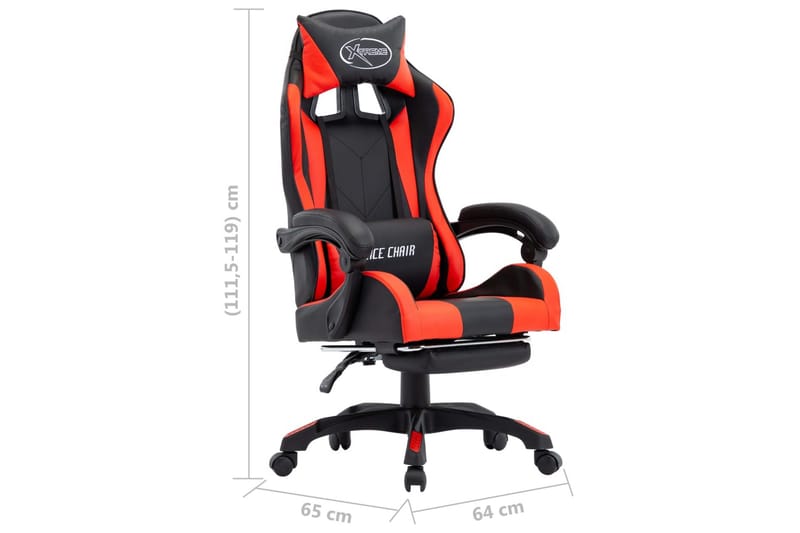 Gamingstol med fotstöd röd och svart konstläder - Röd - Möbler - Stolar & fåtöljer - Kontorsstol & skrivbordsstol