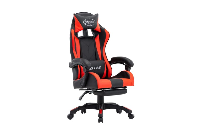 Gamingstol med fotstöd röd och svart konstläder - Röd - Möbler - Stolar & fåtöljer - Kontorsstol & skrivbordsstol