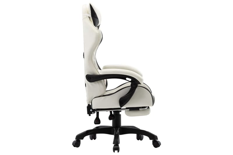 Gamingstol med fotstöd svart och vit konstläder - Svart - Kontorsstol & skrivbordsstol - Gamingstol