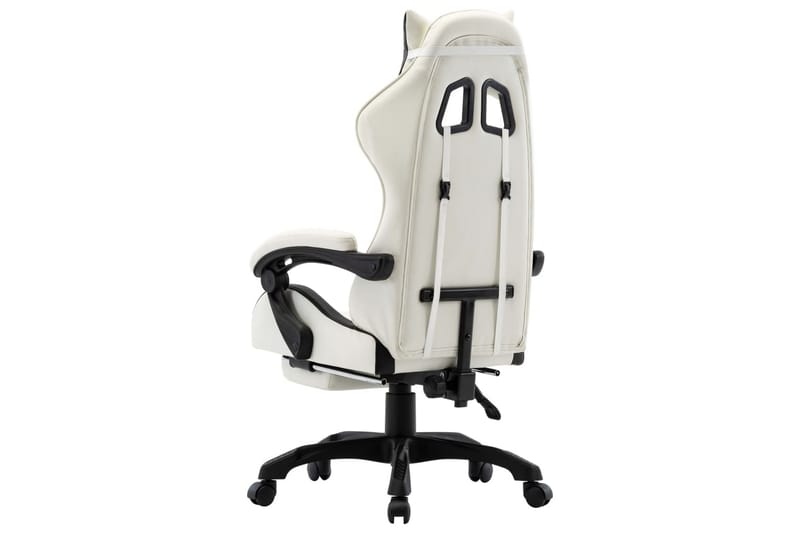 Gamingstol med fotstöd svart och vit konstläder - Svart - Kontorsstol & skrivbordsstol - Gamingstol