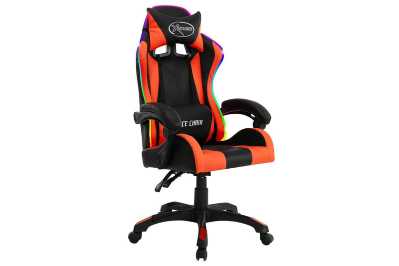 Gamingstol med RGB LED-lampor orange och svart konstläder - Flerfärgad - Möbler - Stolar & fåtöljer - Kontorsstol & skrivbordsstol