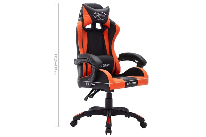 Gamingstol med RGB LED-lampor orange och svart konstläder - Flerfärgad - Möbler - Stolar & fåtöljer - Kontorsstol & skrivbordsstol