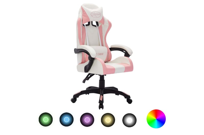Gamingstol med RGB LED-lampor rosa och svart konstläder - Flerfärgad - Kontorsstol & skrivbordsstol - Gamingstol