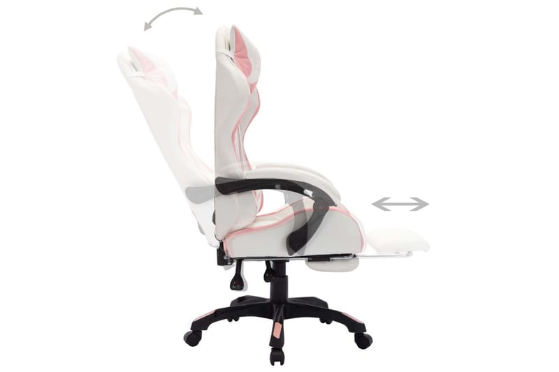 Gamingstol med RGB LED-lampor rosa och vit konstläder - Flerfärgad - Möbler - Stolar & fåtöljer - Kontorsstol & skrivbordsstol