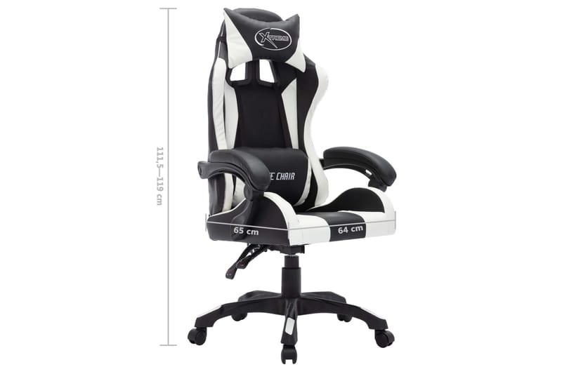 Gamingstol med RGB LED-lampor vit och svart konstläder - Flerfärgad - Möbler - Stolar & fåtöljer - Kontorsstol & skrivbordsstol
