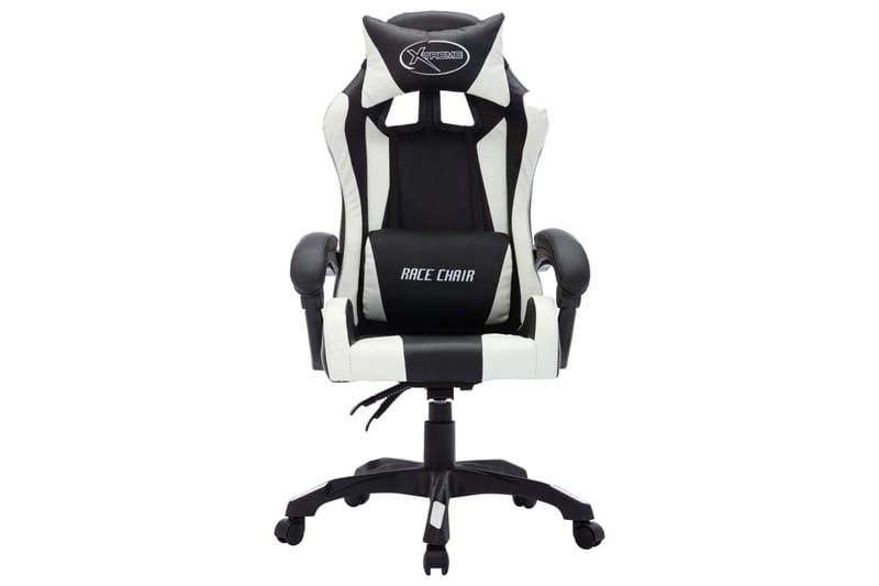 Gamingstol med RGB LED-lampor vit och svart konstläder - Flerfärgad - Möbler - Stolar & fåtöljer - Kontorsstol & skrivbordsstol