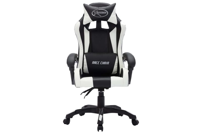 Gamingstol med RGB LED-lampor vit och svart konstläder - Flerfärgad - Kontorsstol & skrivbordsstol - Gamingstol