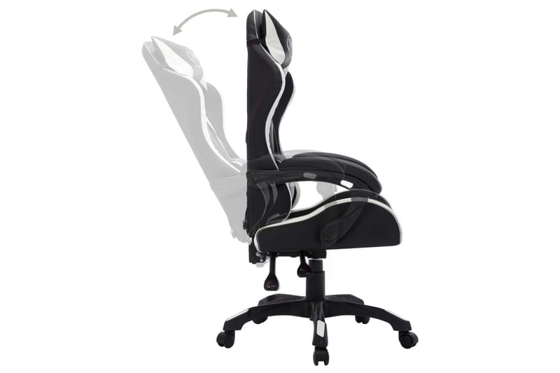 Gamingstol med RGB LED-lampor vit och svart konstläder - Flerfärgad - Möbler - Stolar & fåtöljer - Kontorsstol & skrivbordsstol