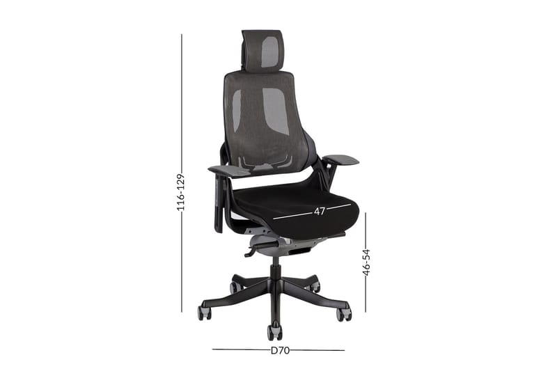 Kontorstol WAU med nackstöd 65xD49xH112-129cm - Möbler - Stolar & fåtöljer - Kontorsstol & skrivbordsstol
