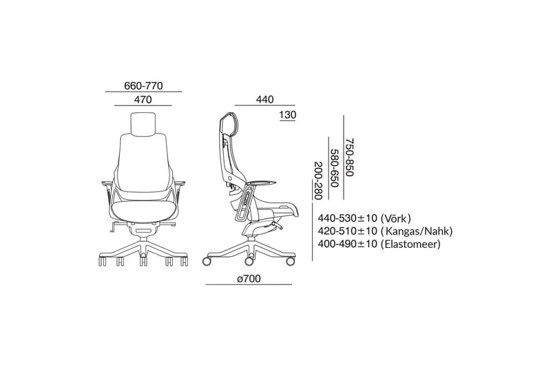 Kontorstol WAU med nackstöd 65xD49xH112-129cm - Möbler - Stolar & fåtöljer - Kontorsstol & skrivbordsstol