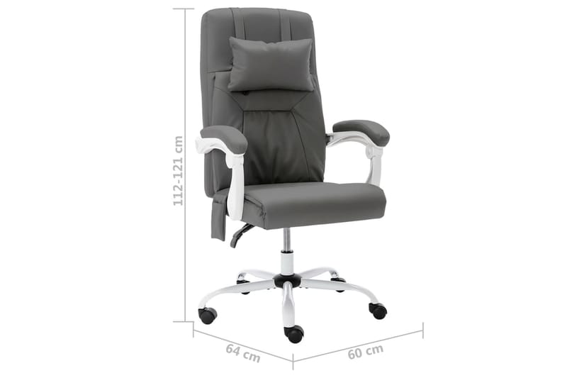 Massagekontorsstol grå konstläder - Grå - Kontorsstol & skrivbordsstol