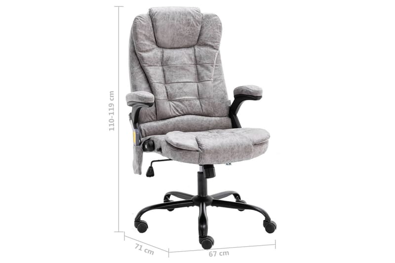 Massagekontorsstol ljusgrå äkta läder - Grå - Möbler - Stolar & fåtöljer - Kontorsstol & skrivbordsstol