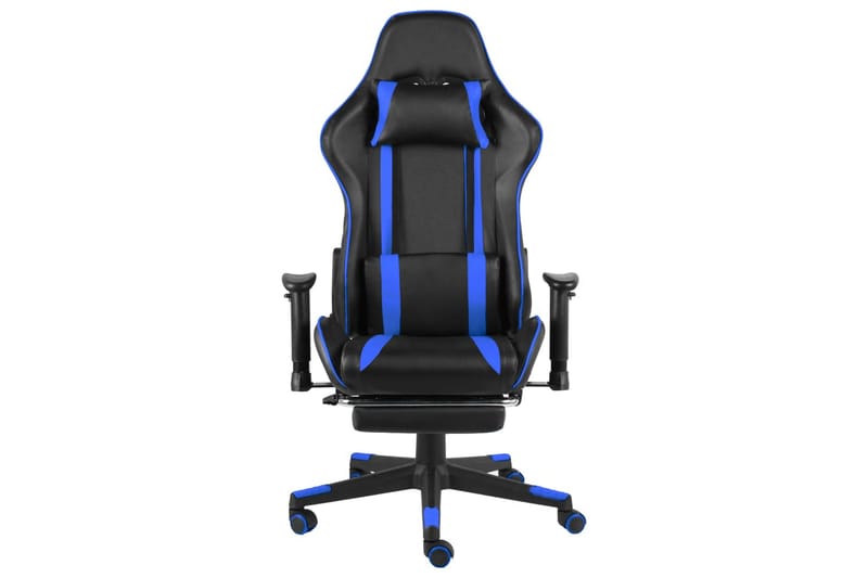 Snurrbar gamingstol med fotstöd blå PVC - Blå - Möbler - Stolar & fåtöljer - Kontorsstol & skrivbordsstol