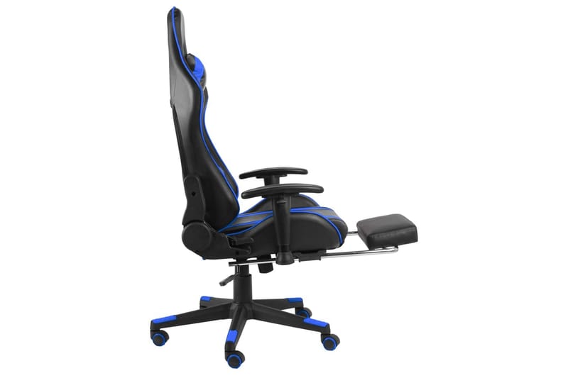 Snurrbar gamingstol med fotstöd blå PVC - Blå - Möbler - Stolar & fåtöljer - Kontorsstol & skrivbordsstol