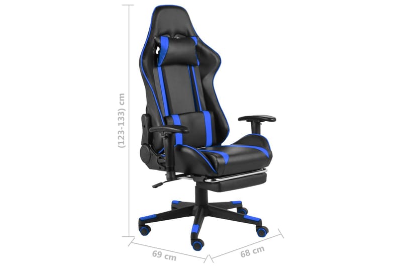 Snurrbar gamingstol med fotstöd blå PVC - Blå - Möbler - Stolar & fåtöljer - Kontorsstol & skrivbordsstol