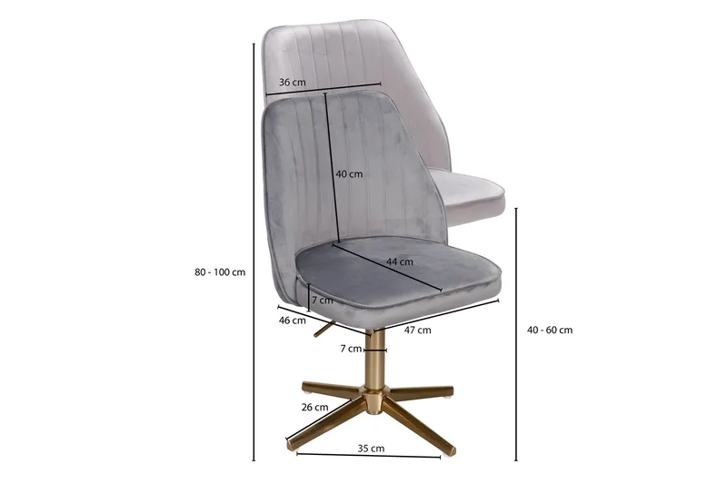 Willowdale Kontorsstol - Grå/Guld - Möbler - Stolar & fåtöljer - Kontorsstol & skrivbordsstol