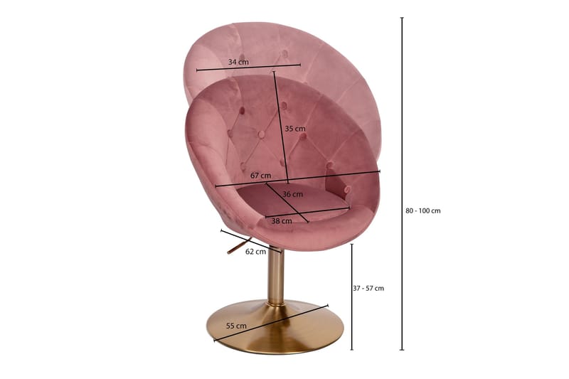 Willowdale Kontorsstol - Mörkrosa/Guld - Möbler - Stolar & fåtöljer - Kontorsstol & skrivbordsstol