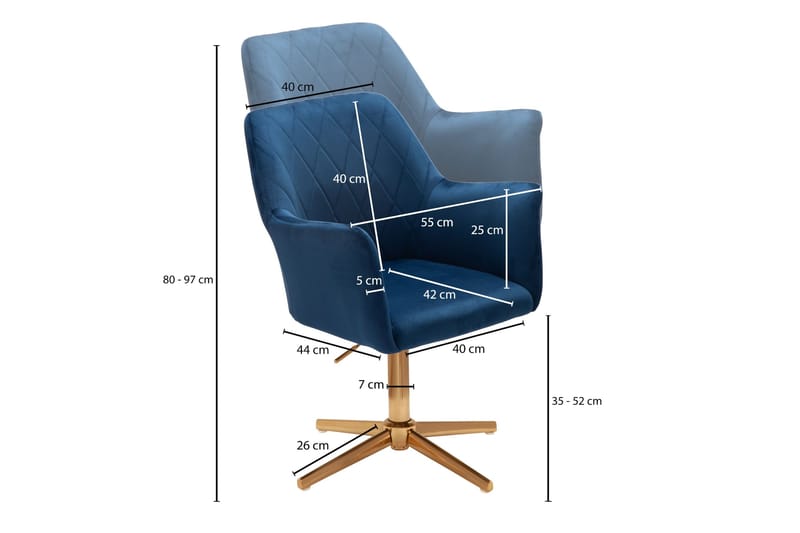 Willowdale Kontorsstol med Armstöd - Mörkblå/Guld - Möbler - Stolar & fåtöljer - Kontorsstol & skrivbordsstol